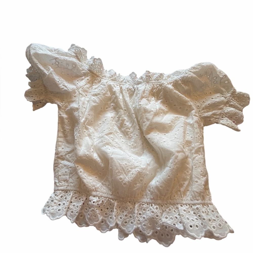 Sugar Lips - Niles Eyelet Lace Off The Shoulder
Crop Top Blouse-Size Small - Picture 4 of 10